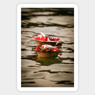 Aarti worship in river Ganga, India Sticker